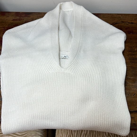 ELM by Matthildur white cotton sweater, cape like fit, Icelandic design, small - Picture 9 of 9